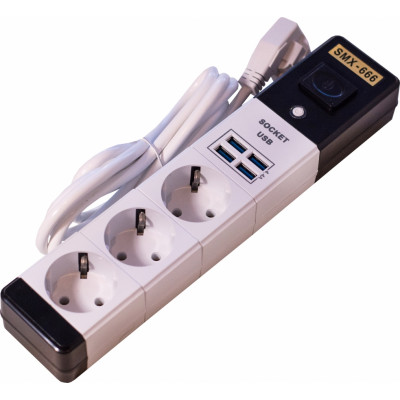 Сетевой удлинитель Sinmaxu SMX-666 4 USB , 3 Ports , 4.4A White (BS-000045372)