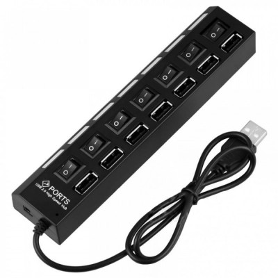 USB-хаб TTech HB-02 7 USB с кнопками Черный