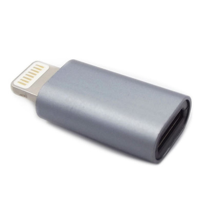 Адаптер Lightning Male - Micro USB Female TTech i03 metal серый