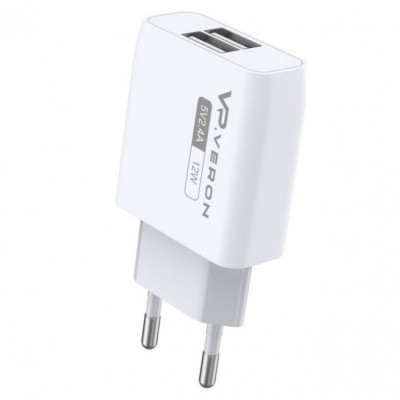 Сетевое зарядное (СЗУ) Veron AC62C (Type C) 2 USB 2.4A Белый