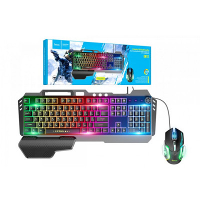Комплект игровой клавиатура и мышь Hoco GM12 RGB gaming (En+RU) черный