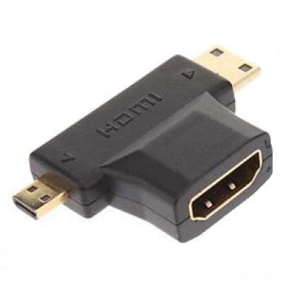 Переходник HDMI - mini HDMI - micro HDMI черный