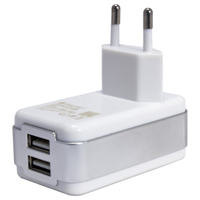 Сетевое зарядное (СЗУ) Parmp (DUC-0178210W) + кабель micro (2 USB/3A) Белый