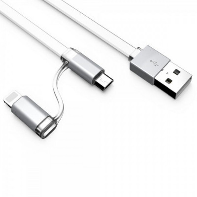 Кабель 2в1 Lightning/Micro USB LDNIO LC84 (2.1А/2 м) Белый