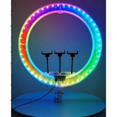 Кольцевая LED лампа 56 см 3D-56 22" 480 pcs normal lights+112 cm RGB lights,with remote, 3 holders