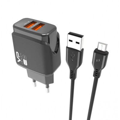 Сетевое зарядное (СЗУ) Veron VR-C12M (Micro) 2 USB 2.4A Белый