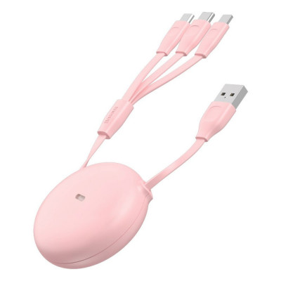 Кабель 3в1 Lightning/Micro USB/Type C Baseus CAMLT-TY24 Lets go (3А/0.85 м) Белый/Розовый
