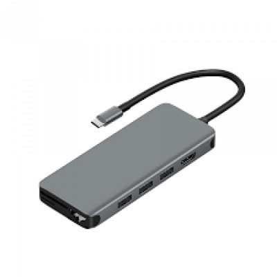 USB-хаб Type-C 12 в 1 WiWU Alpha Серый