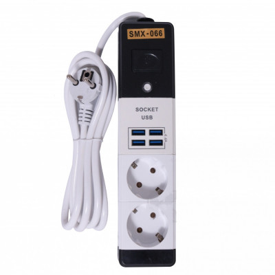 Сетевой удлинитель Sinmaxu SMX-066 4 USB , 2 Ports , 4.4A White (BS-000045370)