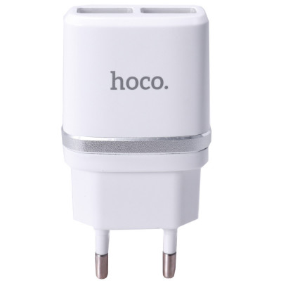 Сетевое зарядное и кабель Micro Hoco C12 Smart 2USB 2.4A (EU) Белый