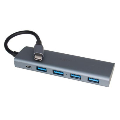 USB-хаб MOXOM MX-HB01 (Type C to 4USB 3.0+Type C) серый