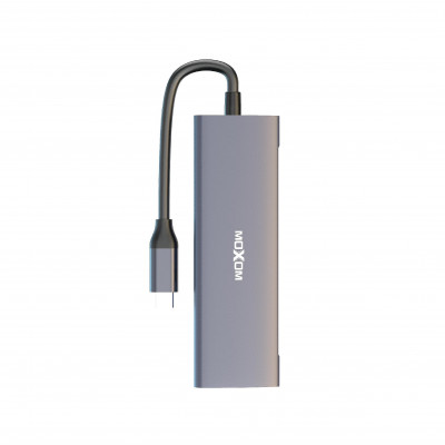 USB-хаб MOXOM MX-HB02 5в1 (Type C to 3USB 3.0 + Type C 100W + HDMI) серый