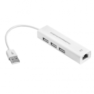 USB-хаб LAN+USB 3.0 (3 портовый) DX139 Белый