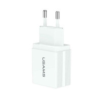 Сетевое зарядное (СЗУ) USAMS US-CC090 T24 2.1A Dual USB (EU) Белый