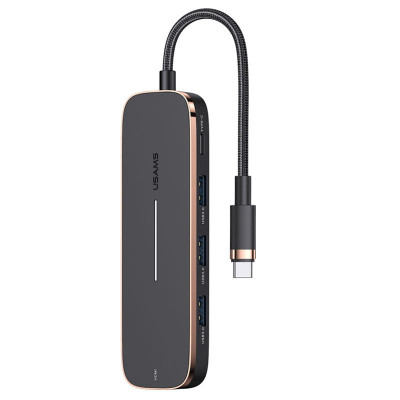 USB-хаб Usams US-SJ578 5in1 Type-C to 3USB+Type-C+HDMI ports Черный