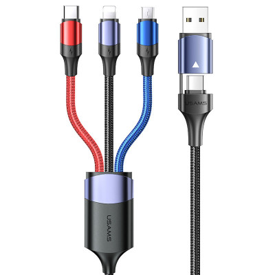Кабель 6в1 Type C/USB-Lightning-Type C-Micro Usams US-SJ549 Черный (1.2 м|2.1А)