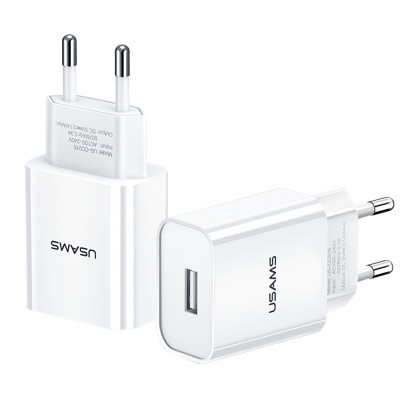 Сетевое зарядное (СЗУ) USAMS US-CC075 T18 Single USB (EU) Белый