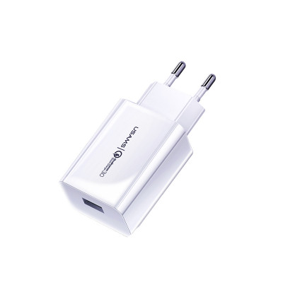 Сетевое зарядное (СЗУ) USAMS US-CC083 T22 Single USB QC3.0 (EU) Белый