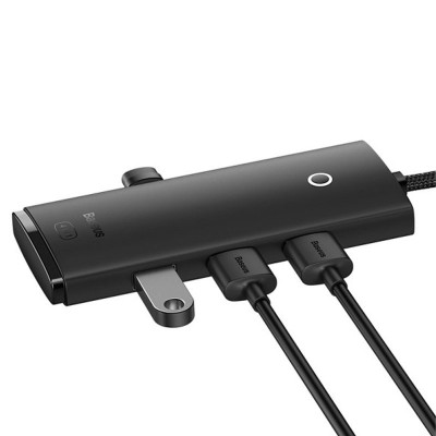 USB-хаб Baseus Lite Series 4-Port USB-A HUB Adapter USB-A to USB 3.0*4 25cm WKQX Черный