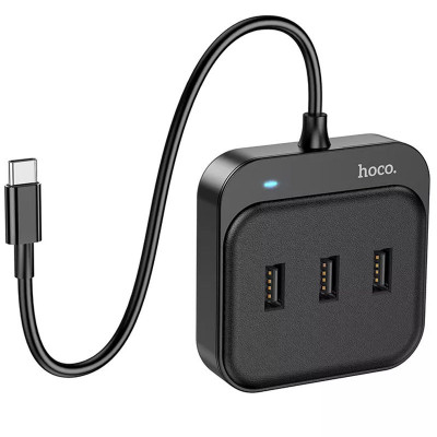 USB-хаб Hoco HB31 Easy 4-in-1 Type-C to USB3.0*4 L=0.2m Черный