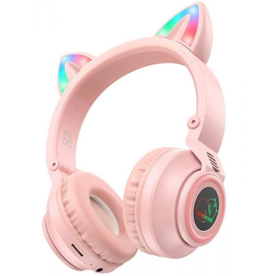 Наушники Bluetooth Borofone BO18 Cat ear Розовый