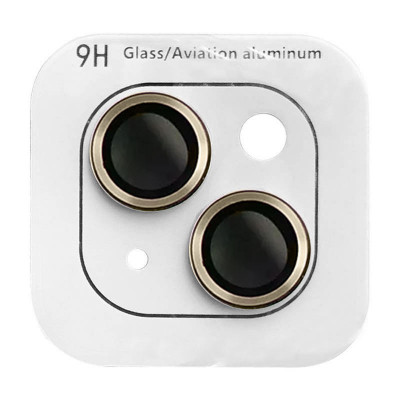 Защитное стекло на камеру для Apple iPhone 14 (6.1") / 14 Plus (6.7") Epik Metal Classic (в упак.) Золотой