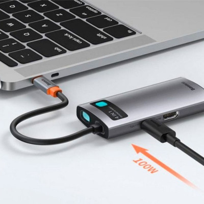 USB-хаб Baseus Metal Gleam Series 4-in-1 Type-C CAHUB-CY Серый