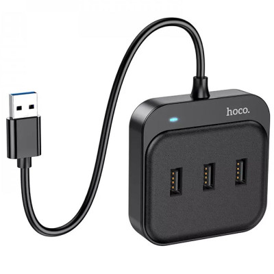 USB-хаб Hoco HB31 Easy 4-in-1 USB to USB3.0*4 L=0.2m Черный
