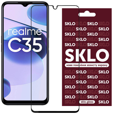 Защитное стекло для Realme C35 SKLO 3D (full glue) Черный