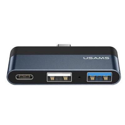 USB-хаб Usams US-SJ490 Type-C Mini Hub 2USB port + Type-C Серый