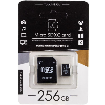 Карта памяти microSDXC 256 GB T&G class 10 (с адаптером) Черный