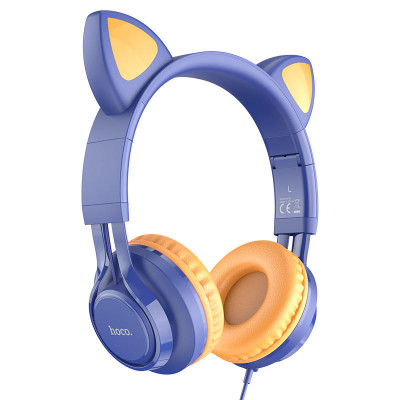 Наушники с ушками Hoco W36 Cat ear Темно-синий