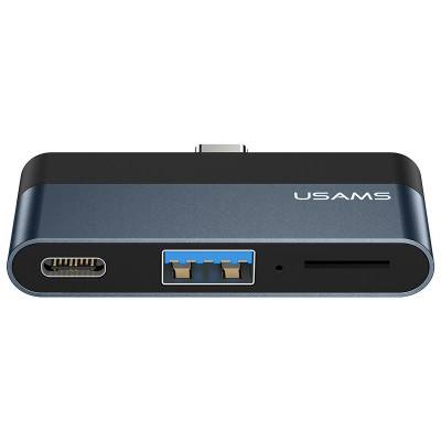 USB-хаб Usams US-SJ491 Type-C Mini Hub Type-C + USB + Micro SD Серый