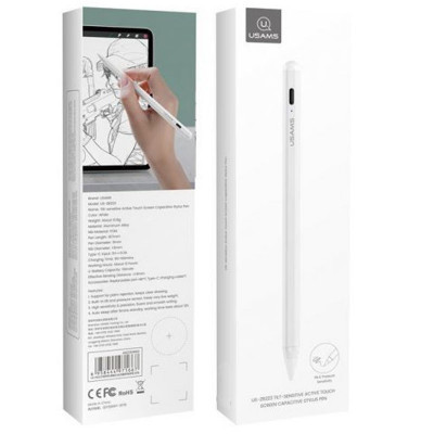 Стилус для iPad Usams US-ZB223 Tilt-sensitive Active Touch Capacitive Белый