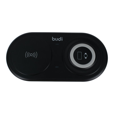 Беспроводное зарядное Budi 2in1 Wireless Charger 15W and 5W Черный