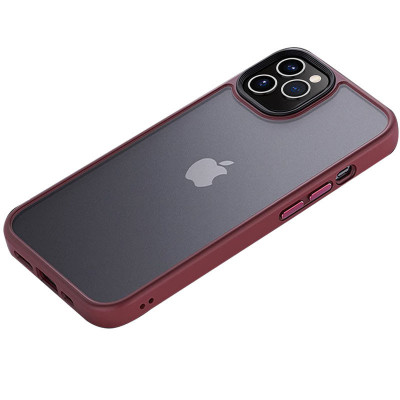 Чехол-накладка для iPhone 12/12 Pro Epik Metal Buttons Series Бордовый