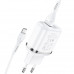 Сетевое зарядное (СЗУ) Hoco N4 (2USB/2.4A) + кабель microUSB Белый