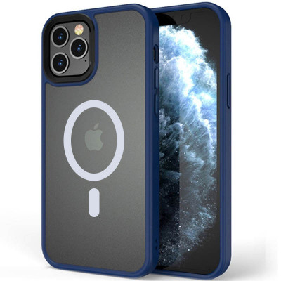 Чехол-накладка для iPhone 12/12 Pro Epik Metal Buttons MagSafe Series Синий
