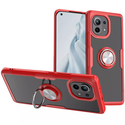 Чехол для Xiaomi Mi 11 Deen CrystalRing Бесцветный/Красный