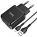 Сетевое зарядное (СЗУ) Hoco N7 (2USB/2,1A) + USB - Lightning Черный