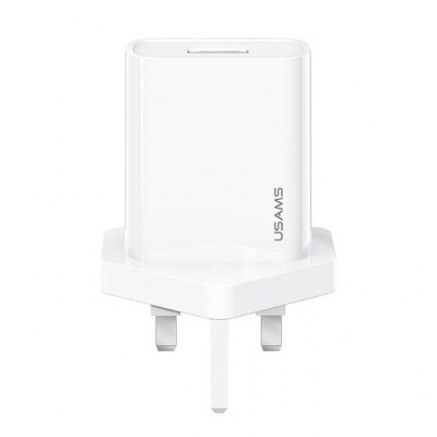 Сетевое зарядное (СЗУ) USAMS US-CC116 T18 Single USB Travel Charger (UK Plug) Белый
