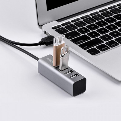 USB-хаб Hoco HB1 USB to USB 2.0 4 port 1m Серый