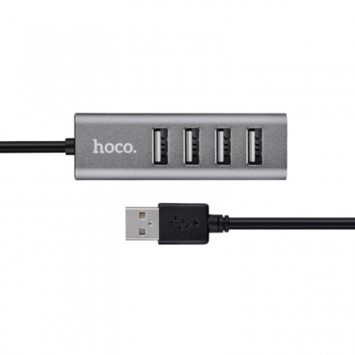 USB-хаб Hoco HB1 USB to USB 2.0 4 port 1m Серый