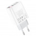 Сетевое зарядное (СЗУ) Hoco C93A Ease charge 3-port digital display charger Белый