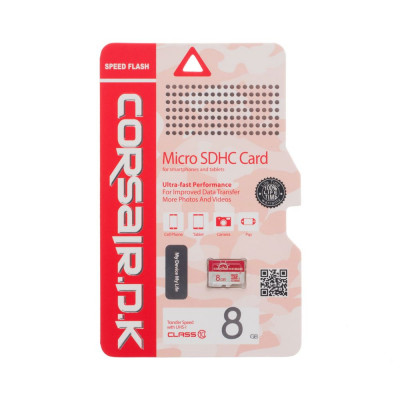 Карта памяти CorsairDK MicroSDHC UHS-1 8GB 10 Class Красный