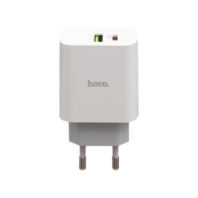 Сетевое зарядное (СЗУ) Устройство Hoco C80A PD 20W + QC3.0 Type-C to Lightning Белый