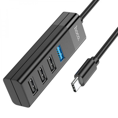 USB-хаб Hoco HB25 Type-C to USB3.0+USB2.0*3 Черный