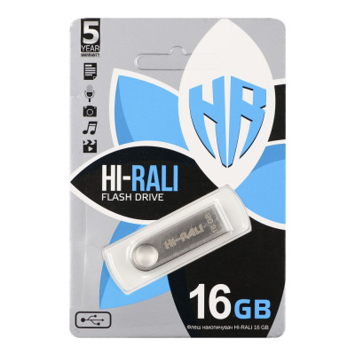 Флешка (флеш память USB) Hi-Rali Shuttle 16 GB Стальной