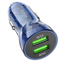 Автомобильное зарядное Hoco Z47 Transparent QC3.0 18W Прозрачный синий