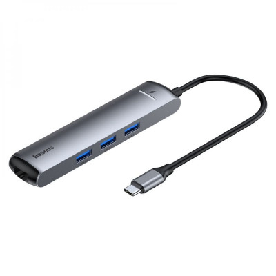 USB-хаб Baseus PD to 3USB / HDMI 4K / LAN CAHUB-J Серый